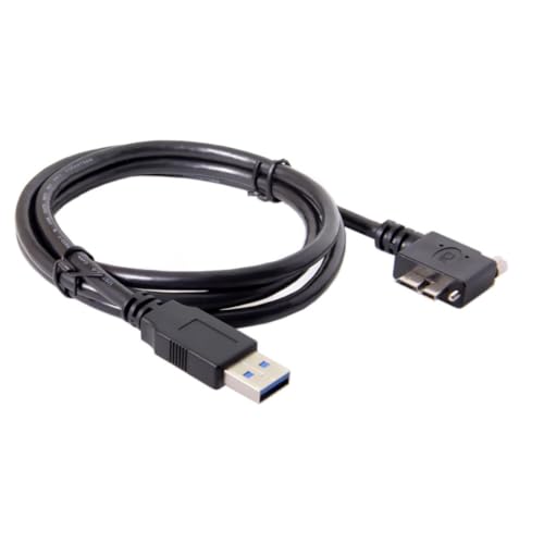 Chenyang 90-Degree Micro USB 3.0 Cable – Type A Male to Micro B Male, 3 M High-Speed Connector for Industrial Cameras & Devices, Enhanced Durability with Mount Panel Screws, Perfect for Tight Spaces and Optimal Cable Management