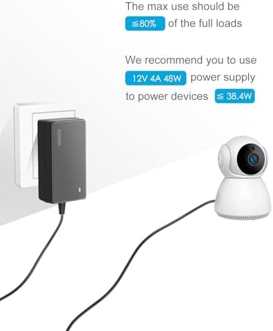Universal 12 V AC/DC Power Adapter – 4 A High-Efficiency Converter with 14 Interchangeable Tips for LED Strip Lighting, CCTV Cameras, Monitors & Routers – Global Voltage Compatibility (100-240 V) for Optimal Performance and Versatile Power Solutions