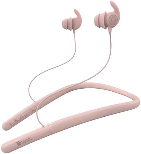 Experience Ultimate Comfort with Hmusic HS88 Wireless Bluetooth Neckband Headphones – Premium Noise-Cancelling Earbuds for Sleep, Yoga, and Travel – Soft Silicone Earplugs with -30 d B Sound Isolation, 12-Hour Playtime & Timer for Side Sleepers in Elegant Pink