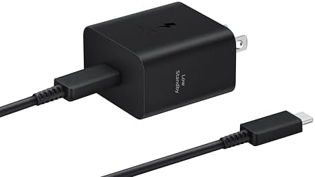 SAMSUNG 45 W Ultra-Fast Wall Charger with USB Type-C Cable – Efficient Power Adapter for Galaxy Devices & USB-C Gadgets, Sleek Black Design for On-the-Go Charging, Low Energy Consumption, Ideal for Busy Lifestyles, EP-T4511 XBEGUS
