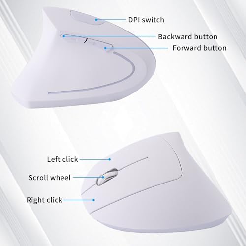 Ergonomic Left-Handed Wireless Mouse – Sleek Pink 2.4 GHz Vertical Design with Customizable DPI, Quiet Click, and 6 Buttons for Enhanced Comfort and Productivity on Laptops and Desktops