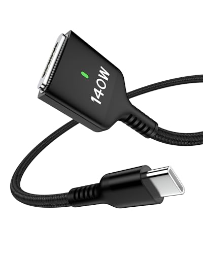 High-Speed 140 W USB-C to Magnetic 3 Charging Cable for Mac Book Air & Pro – 6 ft Durable Cord with Enhanced Compatibility for M1, M2, M3, M4 Models – Effortless Magnetic Connection and Fast Charging Efficiency