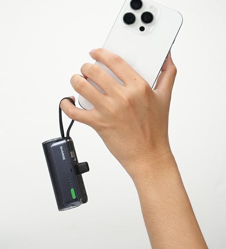 Ultra-Compact 5000 m Ah Flow Mini Power Bank – Versatile Portable Charger with Changeable Plugs, Built-in Cable & Dual USB-C Outputs for Seamless Compatibility with i Phone 16/15/14/13, i Pad, Galaxy S24/23 Ultra – Ideal for On-the-Go Charging