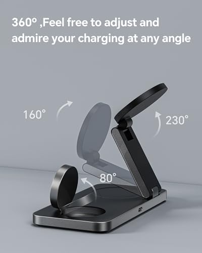 Ultimate 3-in-1 Foldable Wireless Charging Station for Apple Devices – Magnetic Mag Safe Stand for i Phone 12-16, Apple Watch, and Air Pods (Sleek Black) – Fast, Space-Saving, and Stylish Charging Solution