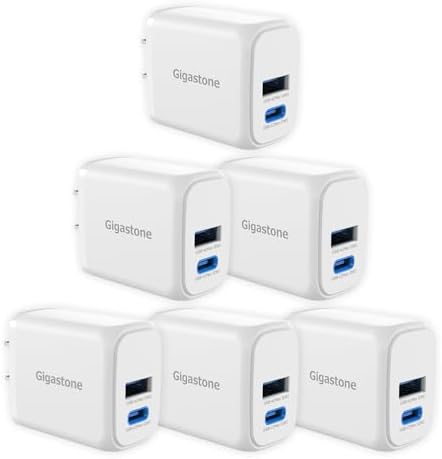 GIGASTONE Dual Pack 20 W USB-C PD Fast Charger – Compact Power Adapter for Rapid Device Charging – Compatible with i Phone 16/15/14/13/12/11, Samsung Galaxy & Google Pixel – Enhanced Portability & Safety Features for On-the-Go Charging