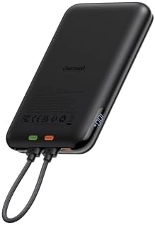 Charmast 10000 m Ah Slim Power Bank – 20 W Fast Charging Portable Charger with Removable Cable for i Phone & Android – Lightweight Hand-Free Battery Pack with Digital Display for Effortless Travel Convenience
