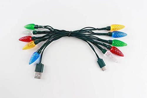 YAGE Tale LED Christmas Light Phone Charger Cord – 50 Inch USB Cable with 10 Multicolor LED Bulbs for i Phone Compatibility – Fast Charging and Festive Decor for Holiday Joy – Perfect Holiday Accessory for Students and Travelers