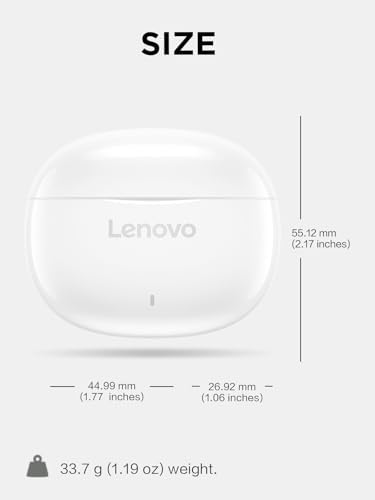 Lenovo E310 True Wireless Earbuds – Cutting-Edge Bluetooth 5.3 with Advanced Environmental Noise Cancellation for Crystal Clear Audio – 20-Hour Battery Life for All-Day Use & Comfortable Ergonomic Design – Ideal for Music Enthusiasts and Professionals in Stylish White Finish