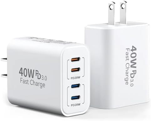 Revolutionary 40 W USB-C Quad-Port Power Adapter Duo – Compact Multi-Device Charging Hub for i Phone 11-16, Galaxy Smartphones, and Tablets – Perfect for Streamlined Home, Office, and Travel Charging Solutions