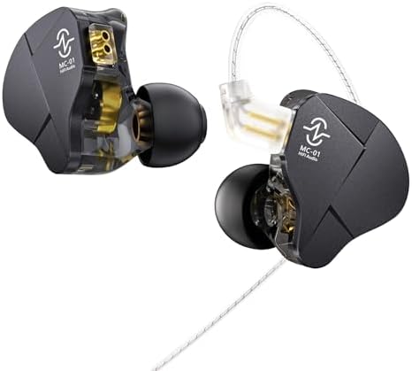 Kinboofi CCZ MC01 High-Performance Wired In-Ear Monitors – Audiophile-Grade 10 mm Dual-Magnet Drivers for Unmatched Sound Clarity – Stylish Black Gaming Earbuds with 5 N OFC Detachable Cable for Ultimate Durability – Superior Sound Isolation and Ergonomic Comfort for Musicians and Everyday Listeners