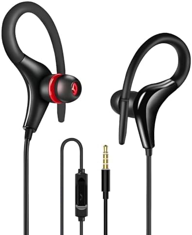 Premium Wired Earphones with Microphone for Active Lifestyles – Noise Cancelling In-Ear Headphones with Deep Bass Stereo Sound for Workouts, Gaming, and Clear Calls (Black) – Versatile Compatibility and Ergonomic Comfort