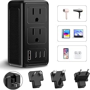 Powerful 2000 W Voltage Converter: 220 V to 110 V Travel Adapter for Hair Dryers with Dual USB Type A & C Ports – Essential Multi-Region Plug Adapter for Effortless Connectivity in US, EU, UK, and AU – Ultimate Rapid Charging Solution for Global Travelers