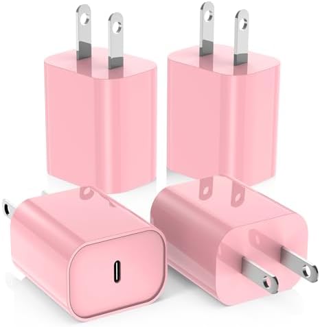 Ultra-Fast 20 W USB C Charger Block – 4 Pack for i Phone 16/15 & Multi-Device Compatibility – Compact Power Adapter for Apple, Samsung, Google – Essential Travel Charging Solution with Enhanced Durability and Safety Features