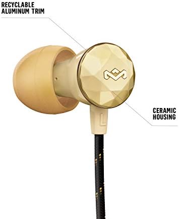 House of Marley Nesta Gold Noise-Cancelling Earbuds with Microphone – Premium Eco-Friendly Wireless Sound Experience for Ultimate Comfort and Connectivity