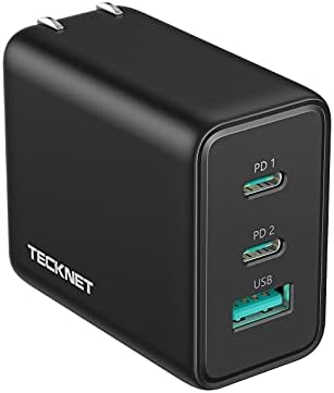 TECKNET 65 W Ga N Wall Charger – PD 3.0 USB-C Fast Charging Adapter with 3 Ports, Foldable Travel Plug for i Phone 16 Series, Galaxy S24/S25, Mac Book Pro, and Switch – Ultimate Power Solution for On-the-Go Efficiency and Versatility