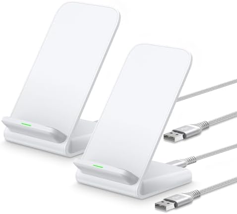 Dual-Pack 15 W Fast Wireless Charger Stand for Samsung Galaxy S23-S25 & Google Pixel 7 a-9 Pro XL – Sleek, Efficient Charging Station with Enhanced Safety Features and Universal Compatibility