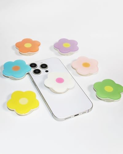 Coral Floral Daisy Phone Grip & Fidget Spinner – Mag Safe Compatible Lightweight Accessory for Enhanced Stability, Stress Relief, and Effortless One-Handed Use – Stylish and Durable Magnetic Stand for i Phone Users