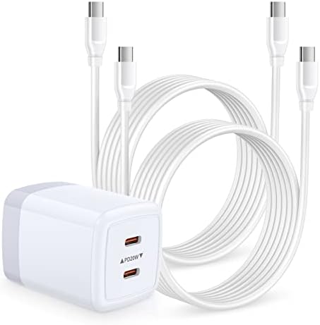 40 W Dual Port USB C Charger Box for Google Pixel & Samsung Galaxy Devices – Fast Charging Power Adapter with 6 FT Type C Cable for Seamless Connectivity and Enhanced Compatibility – Ideal for Home and Travel Use