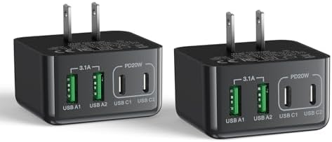 Aioneus 40 W USB C Fast Charging Block – 4-Port Dual PD & QC Wall Charger for i Phone 11-16, i Pad & Samsung Devices – Compact, High-Performance Power Adapter with Enhanced Safety Features for Home & Travel