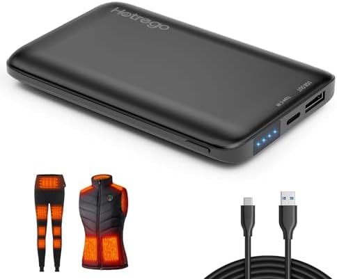 Ultra-Compact Heated Vest Battery Pack – 10,000 m Ah Lightweight USB Power Bank for Instant Warmth in Heated Clothing, Compatible with i Phone and Samsung Devices – Fast Charging, Portable, and Durable Solution for Cold Weather Adventures