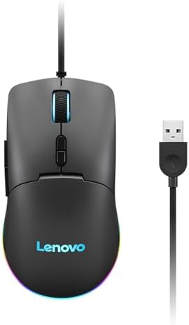 Lenovo M210 RGB Wired Gaming Mouse – High-Performance 8000 DPI Adjustable Sensor, 3 RGB Lighting Zones, and 7 Customizable Buttons for Ultimate Gaming Precision – Ergonomic Palm Grip Design for PC, Laptop, and Chrome OS Users – Unleash Your Game with Enhanced Compatibility and Style
