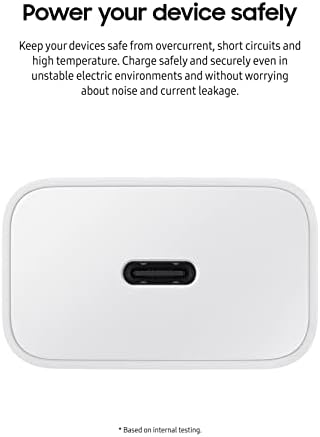 Samsung 15 W Type C Wall Charger – Fast Charging Power Adapter for Ultimate Device Compatibility, Sleek White Design, Perfect for Smartphones and Tablets, Built-In Safety Features for Overheating Protection
