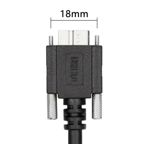 Chenyang 90-Degree Micro USB 3.0 Cable – Type A Male to Micro B Male, 3 M High-Speed Connector for Industrial Cameras & Devices, Enhanced Durability with Mount Panel Screws, Perfect for Tight Spaces and Optimal Cable Management