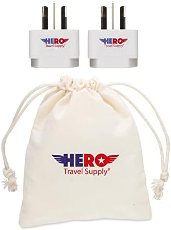 Hero Travel Supply All-in-One Universal Travel Adapter – Global Charging Companion for 100+ Countries | Charge Up to 3 Devices with Dual USB-A & USB-C Ports | Compact Design with Built-in Surge Protection for Hassle-Free Adventures | Essential Travel Accessory for On-the-Go Connectivity