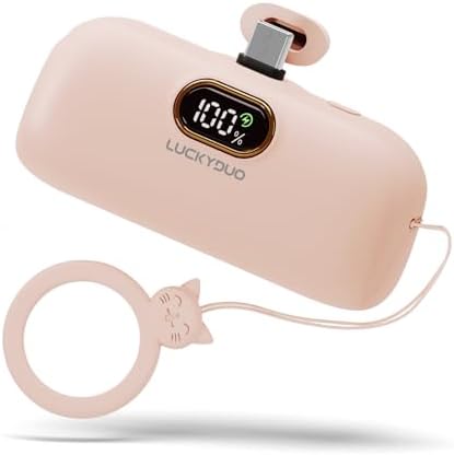 LUCKYDUO 5000 m Ah Ultra-Compact Power Bank with 20 W Fast Charging – Lightweight USB-C Portable Charger for i Phone 15/16, Air Pods, Samsung Galaxy & Android Devices – LED Battery Status Display for Effortless Power Management