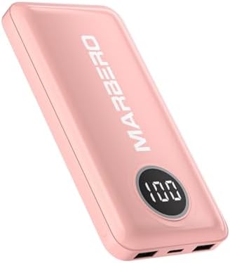 MARBERO 10,000 m Ah Ultra-Sleek Fast Charging Portable Power Bank – Dual USB-C & USB-A Outputs, Lightweight Smartphone & Tablet Charger in Pink, Ideal for On-the-Go Power Needs, Exceptional Speed & Compatibility for All Devices