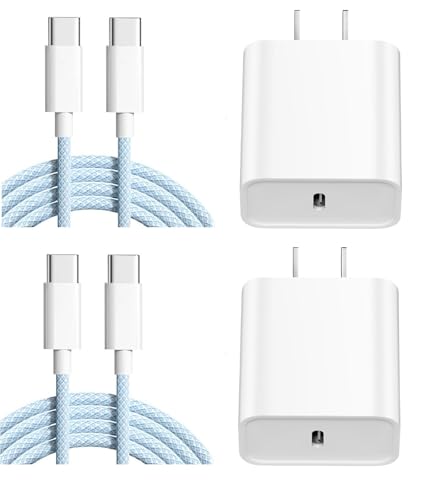 Power Up Your Devices: 20 W Fast Charging Duo Kit for i Phone 16 & 15 – Includes Two 6 FT Woven Type-C Cables for Enhanced Durability and Versatility – Perfect for i Pad Pro & Air Pods – Experience Rapid Charging with Unmatched Portability and Reliability