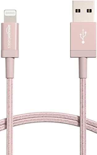 Experience Ultimate Charging Efficiency with the Amazon Basics 6-Foot USB-A to Lightning Charger Cable – MFi Certified, Durable Nylon Braided Design for Fast Power Delivery to Apple i Phone 14, 13, 12, 11, X, Xs Pro, Pro Max, Plus, i Pad – Stylish Dark Gray Finish for Enhanced Compatibility