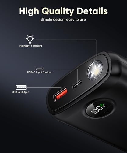 High-Capacity 40,000 m Ah Portable Power Bank with PD 30 W & QC 4.0 Fast Charging, Dual USB + Type-C Outputs, Built-in LED Flashlight & Real-Time Battery Display – Ultimate Travel Companion in Carbon Black for All Your Devices
