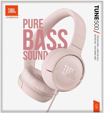 JBL Tune 500 Wired On-Ear Headphones – Lightweight, Portable Design with Pure Bass Audio for Optimal Sound Quality, Tangle-Free Cable for Easy Storage, One-Button Mic for Effortless Hands-Free Calling & Voice Activation – Perfect for Daily Use and Travel (Black)