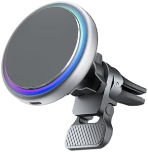 Qi2-Certified 15 W Aluminum Car Mount Charger for i Phone 16/15/14/13/12 – Fast Wireless Charging with Mag Safe Compatibility, Durable Air Vent Clip and 15 W Adapter Included for Optimal Performance and Convenience