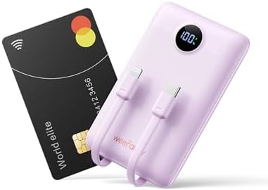 Ultra-Slim 10,000 m Ah Mini Power Bank with Built-in Cables – 22.5 W Fast Charging USB-C Battery Pack for i Phone 16/15/14 and Samsung Galaxy 24/23 – Essential Travel Charger for On-the-Go Power Needs