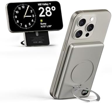 Revolutionize Your Mobile Charging with the Kuulaa 10,000 m Ah Mag Safe Power Bank – Ultra-Slim, 20 W PD Fast Charging, Wireless & Portable with Kickstand and LED Display for i Phone 16/15/14/13/12 Series (Grey) – Seamless Compatibility and Enhanced Versatility