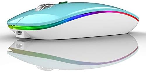 TENMOS Sleek LED Bluetooth Mouse – Ultra-Quiet Rechargeable Wireless Mouse with Type C Adapter for Laptops, Mac Books & i Pads – Bluetooth 5.1 & 2.4 GHz Universal Compatibility in Vibrant Blue – Perfect for Home, Office, and On-the-Go Productivity