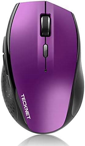 TECKNET Bluetooth Wireless Mouse – Ergonomic 4800 DPI Precision with 6 Adjustable Settings, Long-Lasting 2-Year Battery, and 6 Functional Buttons for Laptops & Windows – Sleek Grey Design for Enhanced Comfort and Productivity