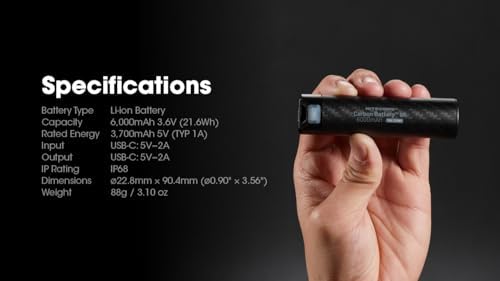 Nitecore Carbon 6000 m Ah USB-C Waterproof Power Bank – Ultra-Lightweight, Fast Charging, and Versatile Outdoor Companion for All Your Devices