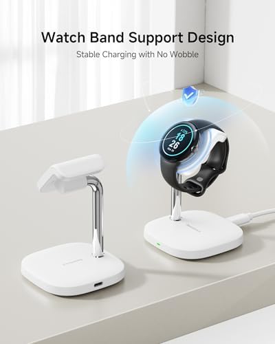 Sleek Black Fast Charging Stand for Google Pixel Watch 3/2 & Swan Scout 505 G2 – Stylish, Compact Charger Base with Advanced Safety Features and Rapid Power Delivery for Smartwatch Enthusiasts