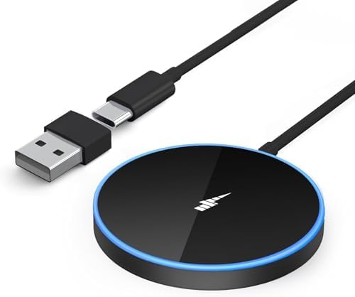 Magnetic Wireless Charger Duo – 15 W Fast Charging Pad with 20 W USB-C Adapter for i Phone 15/14/13/12 Pro/Max/Plus/Mini & Air Pods – Enhanced Mag-Safe Compatibility, 5 ft Charging Cable Included for Ultimate Convenience and Safety