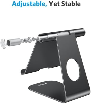 Ergonomic Adjustable Aluminum Tablet Stand – Versatile Cradle for i Pad & Samsung with Multi-Angle Viewing – Perfect for Enhanced Comfort and Productivity at Home, Office, or On-the-Go – Durable, Lightweight Design for All Tablets Up to 13 Inches