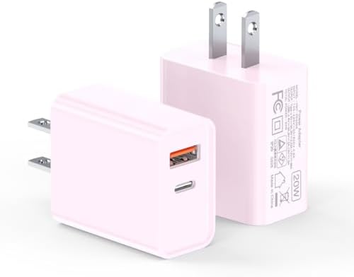 LCGENS 20 W Dual Port USB C Wall Charger Block – 2-Pack Fast Charging Power Adapter for i Phone 11/12/13/14/15/16 Pro Max, i Pad Pro, Samsung Galaxy – Portable and Efficient Charging Solution for Multiple Devices