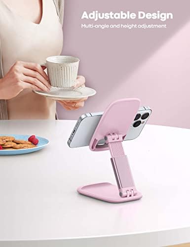 Lamicall Pink Phone Holder, Desk Accessories – Rose Gold Pink Office Cell Phone Holder, Desktop, Office Desks Accessories, Desk Decor for Women, for iPhone, 4-8” Phone – Enhanced Compatibility and Speed