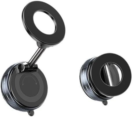 Vacuum Magnetic Suction Phone Holder, Foldable and Retractable Hands-Free Suction Cup Phone Mount for Car/Gym/Mirror/Smooth Surface, Compatible with iPhone and Android (Space Grey) – Enhanced Compatibility and Speed