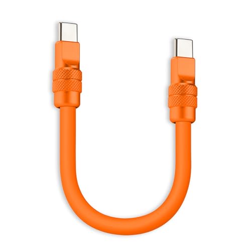 chubbycable Cute Chubby – 240W Short USB-C Cable Power Bank Fast Charging Cable Silicone Charger Cord Compatible with iPhone 16/15 Series, Desert Titanium+Desert Titanium, Type-C to Type-C, 20 inch – Enhanced Compatibility and Speed