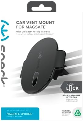 Speck Mag Safe i Phone Car Vent Mount – Ultra Secure No-Slip Interlock for Stable Hands-Free Navigation – 360° Adjustable Viewing with Sleek Black Design for Effortless Compatibility and Quick Setup
