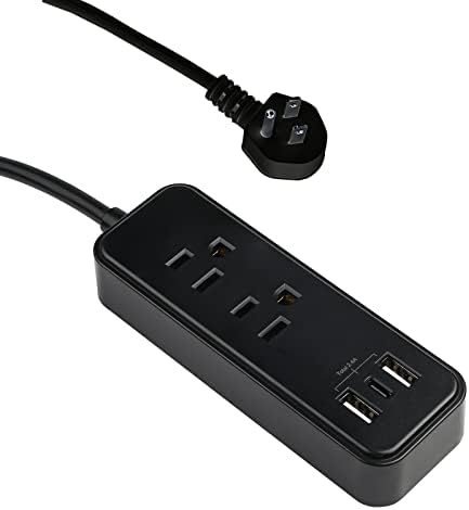 Elevate Your Charging Game with the Clear Power 2-Outlet Power Strip – 6 ft Flat Plug Power Station Featuring 3 USB Ports (1 USB-C) for Rapid Device Charging, Ideal for Home, Office & Travel, Durable & Compact Design, White, Model DC3 S-1102-DC