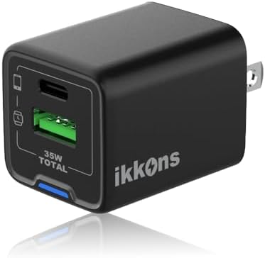 Premium 35 W Ga N Dual Port Fast Wall Charger – Compact USB-C & USB-A Charging Solution for i Phone 15/14/13/Pro/Max and Samsung Galaxy S24/S23/S22/S21 – Stylish Black Finish for Ultimate Portability and Versatile Device Compatibility